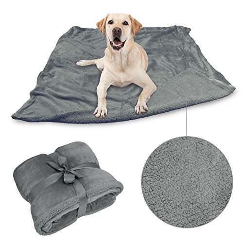Grey Large Dog Blanket, Super Soft Fluffy Sherpa Fleece Dog Couch Blankets and Throws for Large Medium Small Dogs Puppy Doggy Pet Cats, 50x60 inches - color: Dark Grey
