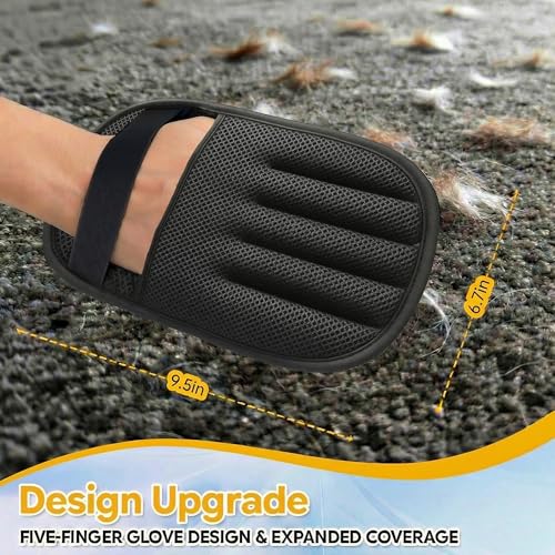 Pet Hair Removal Glove for Cats & Dogs, Reusable Electrostatic Fur Remover Mitt, Washable Five-Finger Cleaning Tool for Couch, Carpet, Car Seat, Clothing & Laundry
