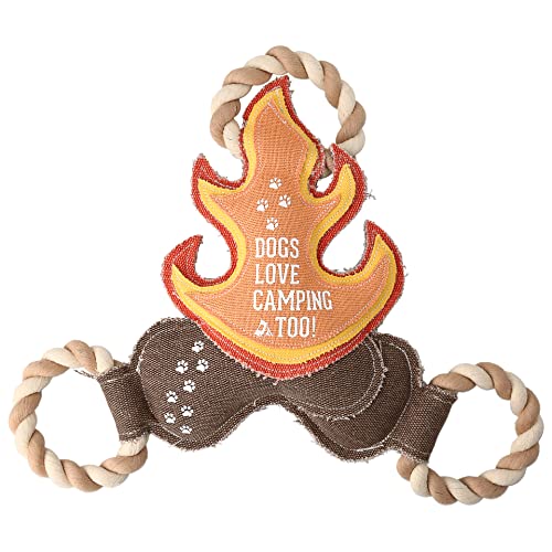 13" x 12" x 2" Brown Red Yellow Orange Fire Shape Dogs Love Camping Too Tug of War Rope Handle Sturdy Dog Toy