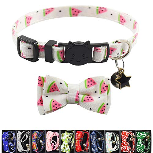Bowtie Cat Collars Breakaway with Bell, Adjustable Cute Kitty Collars Safety Buckle Kitten Collar for Cat Puppy 7.5-11in - color: 7