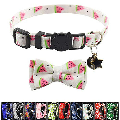 Bowtie Cat Collars Breakaway with Bell, Adjustable Cute Kitty Collars Safety Buckle Kitten Collar for Cat Puppy 7.5-11in - color: 7