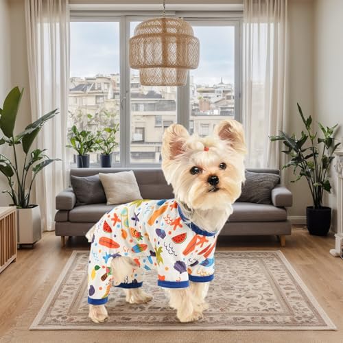 Dog Pajamas for Small Dogs, Soft Thin Pjs Jammies Cat Doggie, Summer Pet Cute Puppy Clothes Outfits Dogs Boy Girl(Coconut Tree,XS) - color: Coconut Tree, size: X-Small (Chest 11.8 in)