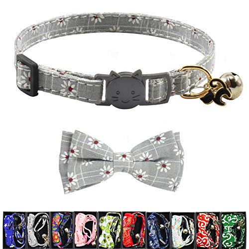 Bowtie Cat Collars Breakaway with Bell, Adjustable Cute Kitty Collars Safety Buckle Kitten Collar for Cat Puppy 7.5-11in - color: 3