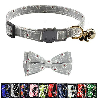 Bowtie Cat Collars Breakaway with Bell, Adjustable Cute Kitty Collars Safety Buckle Kitten Collar for Cat Puppy 7.5-11in - color: 3