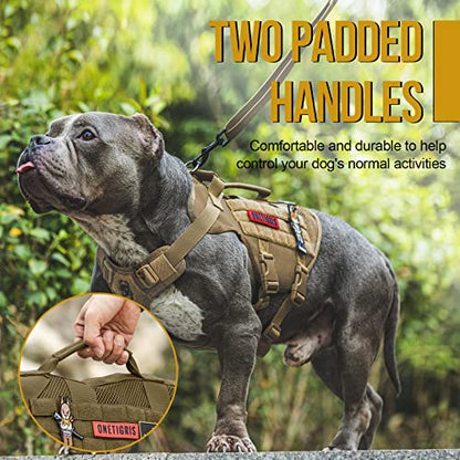 OneTigris Tactical Dog Harness for Small Dogs, No Pull Small Dog Vest Harness Breathable Military Dogs Molle Vest with Handles, Walking Hiking Training (Brown, XS) - color: Brown, size: XS