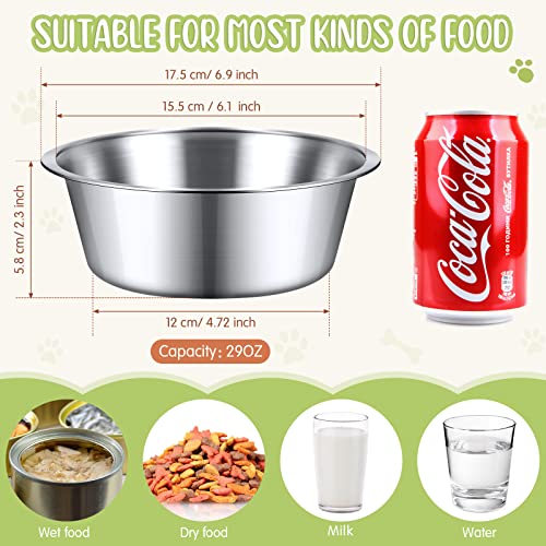 Yahenda 6 Pcs Stainless Steel Metal Dog Bowls Bulk Replacement Basic Thickened Pet Bowls for Small Medium Large Dogs, Dishwasher Safe(6.9 Inch) - size: 6.9 Inch
