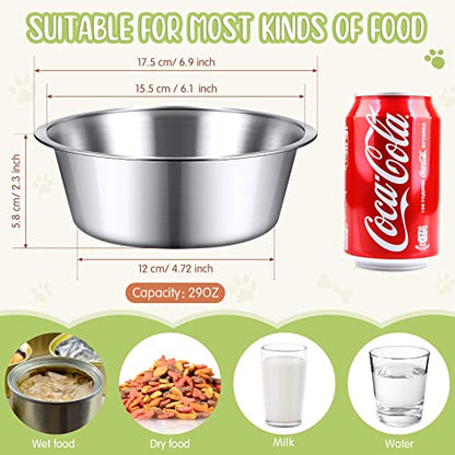 Yahenda 6 Pcs Stainless Steel Metal Dog Bowls Bulk Replacement Basic Thickened Pet Bowls for Small Medium Large Dogs, Dishwasher Safe(6.9 Inch) - size: 6.9 Inch