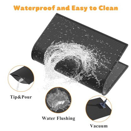 Pieviev 2 Packs Cat Litter Mat Double Layer Waterproof Urine Proof Trapping Mat (30''X24'', Black) - color: Black