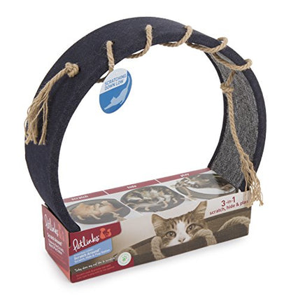Petlinks 3-in-1 Scratch Around Carpet Cat Scratcher with Jute Rope - Gray/Denim, One Size - color: Scratch Around