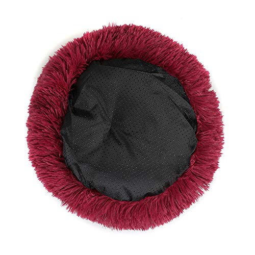otoez Kitten Puppy Bed Extra Small XS Round Dog Cat Beds Anti Anxiety Plush Pet Calming Donut Bed with Non-Slip Waterproof Bottom, Washable (15.7", Dark Red) - color: Dark Red, size: 15.7"