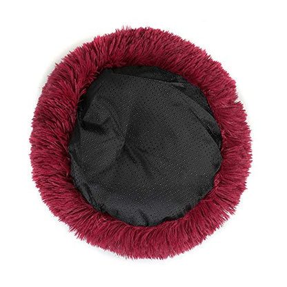 otoez Kitten Puppy Bed Extra Small XS Round Dog Cat Beds Anti Anxiety Plush Pet Calming Donut Bed with Non-Slip Waterproof Bottom, Washable (15.7", Dark Red) - color: Dark Red, size: 15.7"