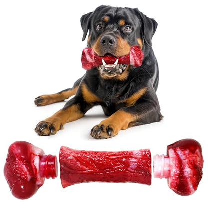 Dog Toys for Aggressive Chewers - Long-Lasting Nylon Chew Bones, Indestructible Toys for Medium to Large Breeds, Teething Toys to Keep Them Busy (Red)