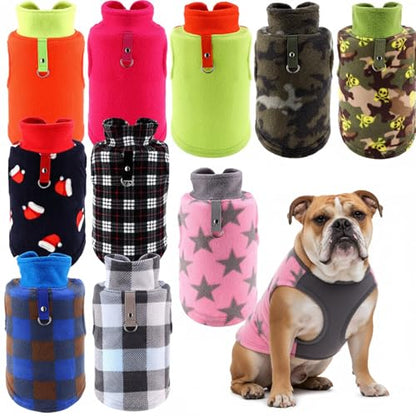 Reginary 10 Pack X-Large Dog Sweaters Fleece Pet Dog Clothes with Leash Ring Soft Warm Winter Puppy Plaid Shirt(Bright) - size: X-Large,11-15.4 lb, style: Bright