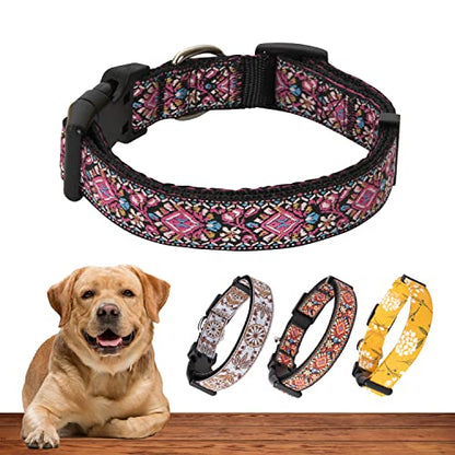 Dog Collar for Small Medium & Large Dogs - Woven Pattern on Long Lasting, Adjustable and Strong Puppy Quick Release Buckle, Quality Pink Collar – Get It Now! - color: Pink, size: Small