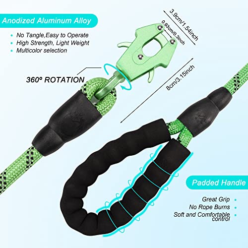 GEIT 2/4/5/6FT Dog Leash, Heavy Duty Rope Leashes, Reflective Nylon Pet Lead with Aluminum Quick Release/Locking Tactical Frog Clip for Small Medium and Large Dogs, Green, 1/2 inch - color: Green, size: 1/2'' x 4 FT (18~120 lbs.)