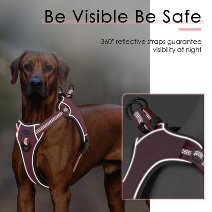 ThinkPet No-Pull Harness, Escape Proof Step-in Reflective Dog Vest Adjustable Breathable Halter Harness with Back/Front Clip for Better Control - color: Pink, size: Large