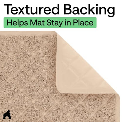 GORILLA GRIP Cat Litter Box Mat, Cushioned Coil Mesh Litter Trapping Mats, Scatter Control Supplies for Less Mess, Phthalate Free, Ultra Deep Catch Grooves, Rinse or Vacuum to Clean, 17x11 Beige - color: Beige, style: X-Small (17" x 11")