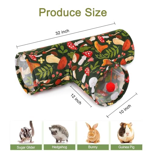 3 Way Washable Hideout Toys, Small Pet Tunnels and Tubes for Baby Rabbit Ferret Hamster Chinchilla Hedgehog Hiding and Resting (Mushroom) - color: Mushroom