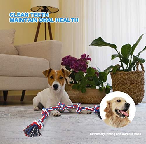Bmag Dog Rope Toys for Aggressive Chewers, Interactive Heavy Duty Dog Toys for Medium Large Dogs, Tough Twisted Rope Toy with 5 Knots (Red) - color: Red