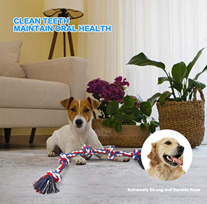 Bmag Dog Rope Toys for Aggressive Chewers, Interactive Heavy Duty Dog Toys for Medium Large Dogs, Tough Twisted Rope Toy with 5 Knots (Red) - color: Red