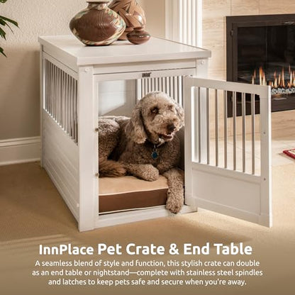 New Age Pet ecoFLEX Pet Crate/End Table, Antique White, Large - color: Antique White, size: 35.4"L x 24.0"W x 28.0"H