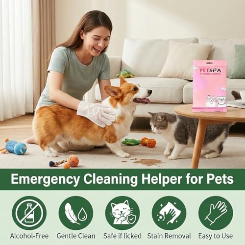Pet Glove Wipes for Dogs and Cats, Extra Thick Dog Wipes Cleaning Deodorizing, Rinse Free Cleaning Gloves Dog Washing Gloves, Cat Gloves for Grooming for Pet Dry Cleaning, Daily Care and Travel 6 Pcs - size: 6 pcs