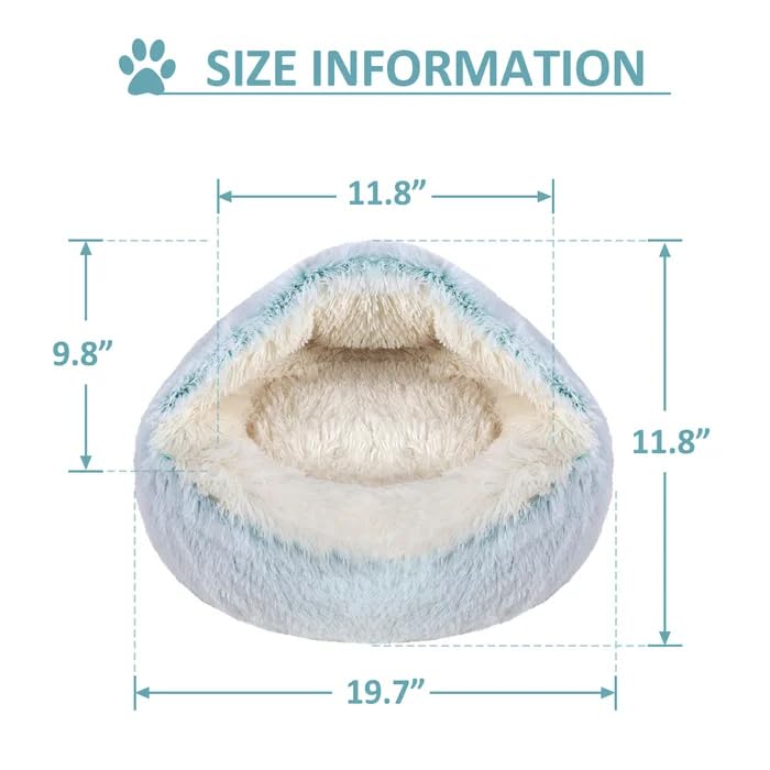 Cat Bed Round Fluffy Hooded Cat Bed Cave, Anti-Anxiety Cave Bed with Hooded Blanket, Cozy Cuddler Luxury Puppy Pet Bed, Anti-Slip Bottom and Machine Washable (Green, Medium) - color: Green, size: Medium