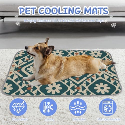 Dog Cooling Blanket Ice Silk Dog Bed Cooling Mat Floral Silhouettes Pet Bed for Dogs Washable Pad Dogs 28" X22" Crate Mats Blanket for Crate, Indoor& Outdoor Floor, Car Seats