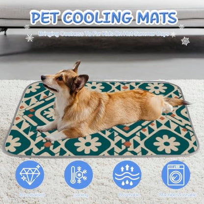 Dog Cooling Blanket Ice Silk Dog Bed Cooling Mat Floral Silhouettes Pet Bed for Dogs Washable Pad Dogs 28" X22" Crate Mats Blanket for Crate, Indoor& Outdoor Floor, Car Seats