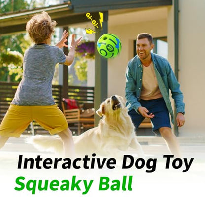 Giggle Ball for Dogs 2 Pack, Glowing Interactive Dog Toys Balls, Rolling Squeaky Toy for Large Medium Small Dogs, Fun Giggle Sounds Attract Attention When Rolled or Shaken - 3.14 inch