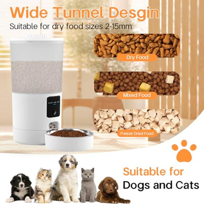 Automatic Cat Feeder with 2K Camera and Smart App, 6L Smart Pet Food Dispenser for Cats/Dogs, Timed Auto Control Meals, 2.4G / 5G WiFi, Auto Pet Feeder for Cats and Dogs, Easy Clean
