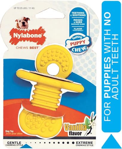 Nylabone Rubber Teether Puppy Chew Toy, Teething Toys for Puppies, Vanilla Flavor, Small - Up to 25 lbs, 1 Count - size: Small