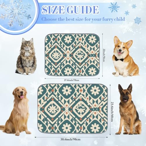 Dog Cooling Blanket Ice Silk Dog Bed Cooling Mat Floral Silhouettes Pet Bed for Dogs Washable Pad Dogs 28" X22" Crate Mats Blanket for Crate, Indoor& Outdoor Floor, Car Seats