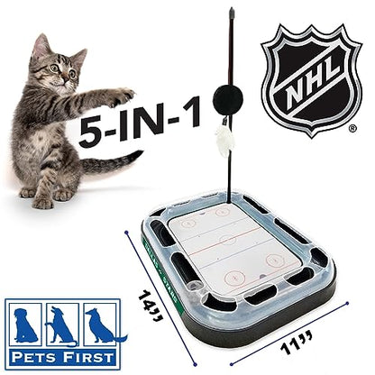 Pets First NHL Dallas Stars Hockey Field Scratching Cat Toy with Interactive Cat Ball Bell and Tracks - color: Dallas Stars
