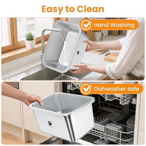 URPOWER 1.65 Gallon Large Dog Water Bowl, 2 Pack Thickened Stainless Steel Dog Water & Food Bowls with Non-Slip Mat, Spill-Proof Metal Pet Bowl Set for Medium, Large, X-Large Dogs, Indoor/Outdoor Use - size: 1.65 Gallon