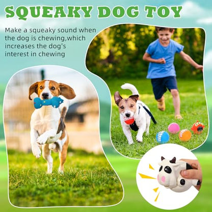 Shappy 20 Pcs Squeaky Dog Toys, Latex Rubber Dog Toys Bulk Soft Squeak Chew Balls Assorted Animals Puppy Fetch Interactive Play for Medium Large Pets(Cute) - style: Cute
