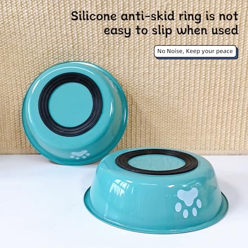 kathson 2 Pack Stainless Steel Dog Bowls,6" Spill Proof Metal Dog Food Bowls,Nonslip Rubber Bottom Pet Food and Water Bowl Set,Puppy Dishes Feeder for Medium Small Dogs,Blue - color: Blue, size: 2.5cups