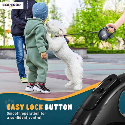 26 ft Retractable Dog Leash Black - Heavy Duty Retractable Pet Leash with Anti-Slip Grip for Medium to Large Dogs up to 110 lbs -Aura BB26 - color: Black, size: 26 ft
