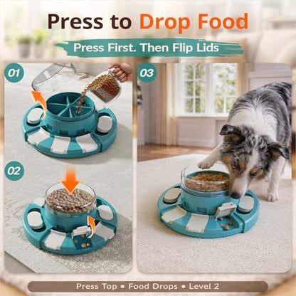 Dog Puzzle Toy, 2 Levels of Challenge, Push-to-Release Treat Dispenser Slow Feeder & Mental Stimulation Enrichment Toy for Small Medium Large Dogs - color: Matisse green