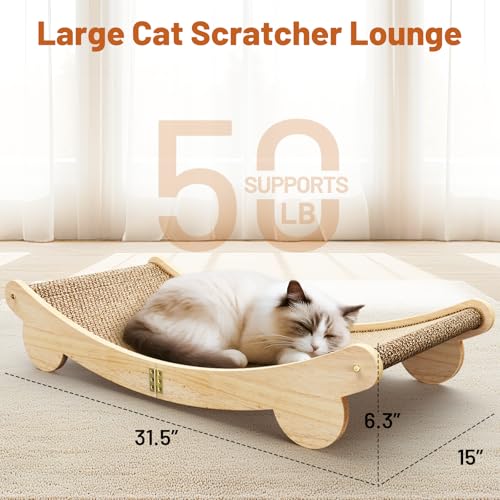 Ordora Extra Large Cat Scratcher: 31.5 inch Cat Scratch Pad&Bed Lounge for Indoor Cats - Modern Cats Furniture for Scratching and Resting - size: Extra Large scratcher