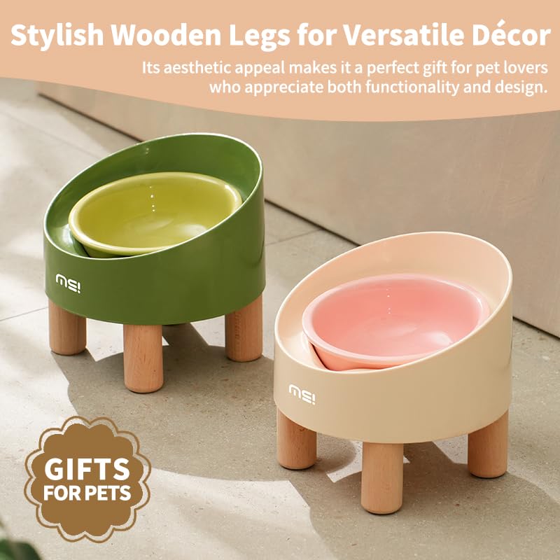 Ceramic Elevated Cat Bowls, Adjustable Raised Double Bowls Set, Pet Bowl with Anti Slip Rubber Pad, Leak-Proof, Stress Neck Free Food & Water Bowls for Small Dogs Geen - color: SR-Green 2 sets