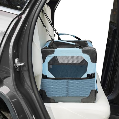 JOYTUTUS Pet Day Special, 20 Inch Collapsible Dog Crate, Steel Frame 8-Bar Foldable Soft Kennel, Portable Travel Crate for Puppy & Small Dog Up to 13lbs, Oxford Cat Carrier for Car Indoor Outdoor - size: XS (20" L x 13" W x 13" H)