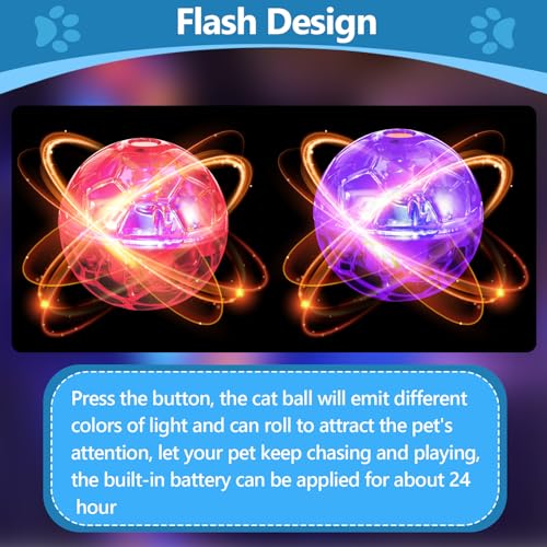 Sratte 2 Pcs Ghost Hunting Cat Ball Activated Cat Toy Motion LED Light Pet Balls Motion Dog Interactive Pet Toys Glowing Mini Running Exercise Supplies for Animals Activity (Pink,Purple) - color: Pink, Purple