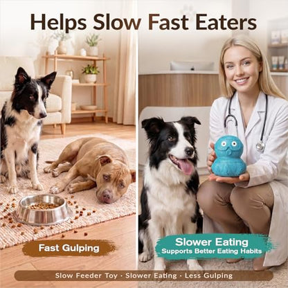 3-in-1 Dog Frozen Treat Ball, Large Size, No-Transfer Fill & Freeze Lick Cup, Treat Dispenser & Tough Chew Toy, Long-Lasting Enrichment Toy for Dogs, Octopus-Shaped