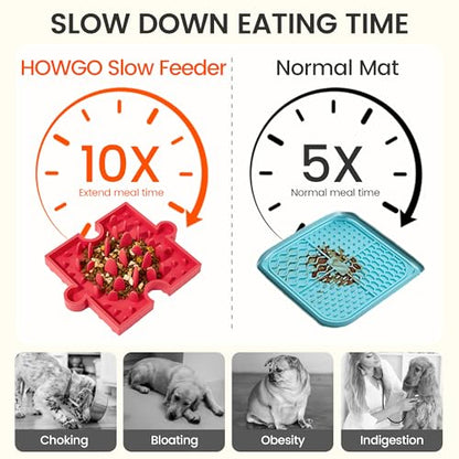 Puzzle Slow Feeder Lick Mat for Dogs, 38+ Suction Cups | Non-Slip Heavy Duty Maze Enrichment Bowl BPA-Free Silicone | Reduce Boredom Anxiety Free Combination (1PC, Red) - color: 1 Red - Grasslands