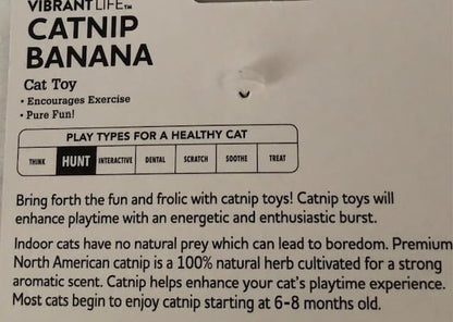 Vibrant Life Cat Toy Yellow Banana Catnip Pure Fun 6.5"