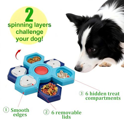 Dog Slow Feeder - Interactive Dog Food Puzzle Toy, Treat Maze Game for Dogs & Cats, Mental Stimulation & Boredom Relief, Adjustable Difficulty Pet Enrichment Toy (Two Layers) - size: two layers