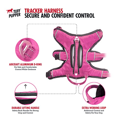 Tuff Pupper Escape Proof No Escape Dog Harness | 5 Point Adjustable Fit Harness for Dogs | Padded Dog Harnesses | Handle Dog Lift Harnesses - color: Hot Pink, size: Small