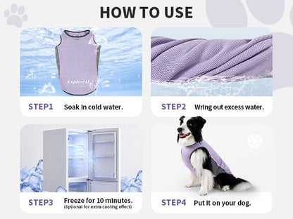 Dog Shirt, Cooling Vest Lightweight Breathable, Dog T-Shirts All-Season Sun Protection Quick Dry Soft Stretchy Reflective Tank Top - Small Medium Large Dogs (Brier Rose+Lilac Ether, Large) - color: Brier Rose+Lilac Ether, size: Large (44-55lbs)