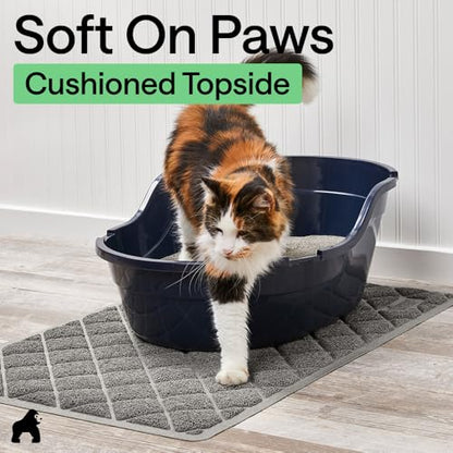 GORILLA GRIP Cat Litter Box Mat, Cushioned Coil Mesh Litter Trapping Mats, Scatter Control Supplies for Less Mess, Phthalate Free, Ultra Deep Catch Grooves, Rinse or Vacuum to Clean, 17x11 Gray - color: Grey, style: X-Small (17" x 11")